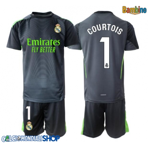 Maglie da calcio Real Madrid Thibaut Courtois #1 Portiere Terza Maglia Bambino 2025-26 Manica Corta + Pantaloni corti)